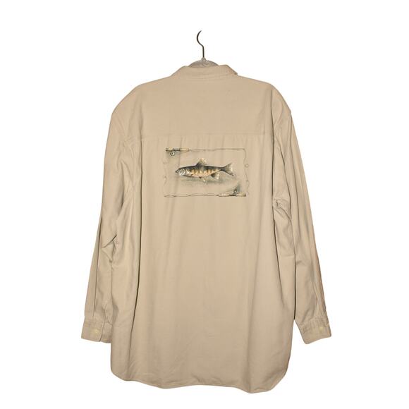 NAUTICA $60 Light Sage Long Sleeve Cotton Button‎ Down Fish Graphic Men's XXL - Picture 1 of 5